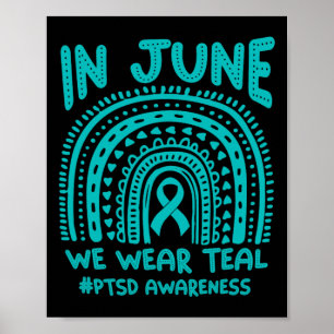 Póster En Junio Usamos Conciencia Verde azulada #ptsd
