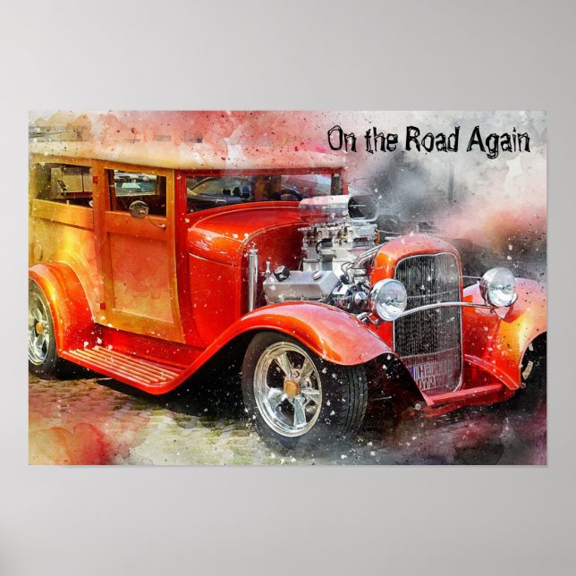 Póster En la carretera, arrastre el auto de nuevo (Frente)