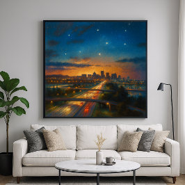 Póster En La Ciudad - Ciudad Paisaje Estilo Pintura Paste