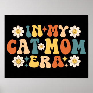 Póster En la era de mi gato, mamá, retro Groovy