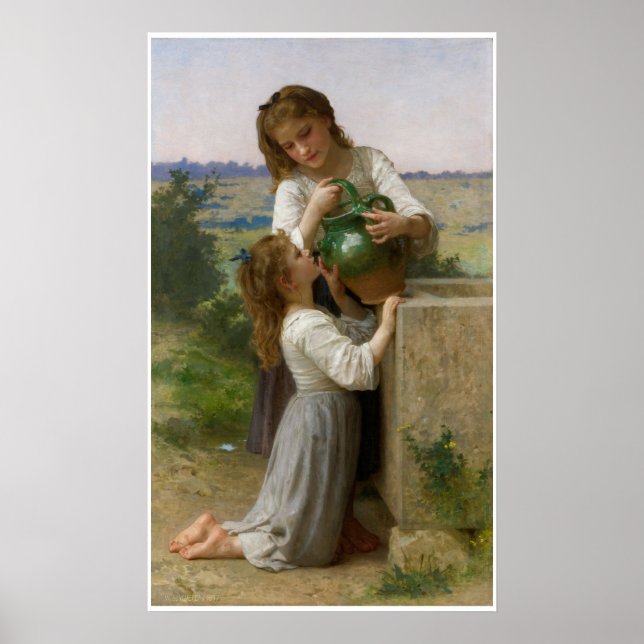 Póster En la Fuente William-Adolphe Bouguereau (Frente)