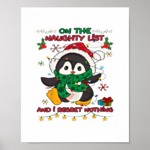 Póster en la lista traviesa y no lamento nada peguin
