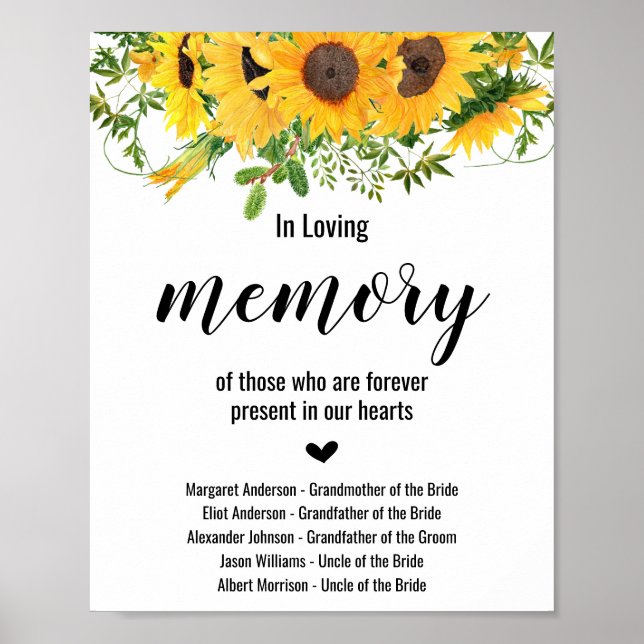 Póster En la memoria amorosa Boda de girasoles Rótulo (Frente)