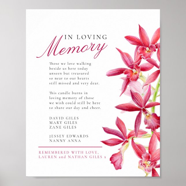 Póster En la memoria amorosa boda de la acuarela orquídea (Frente)