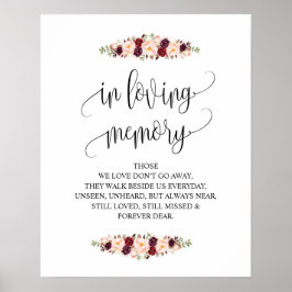 Póster En la memoria amorosa Boda Rótulo de la mesa conme