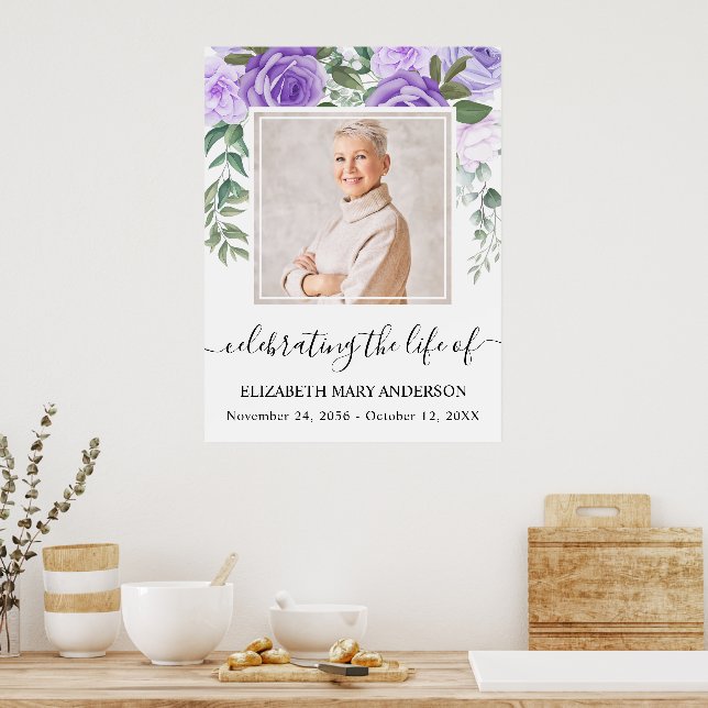 Póster En la memoria amorosa Poster de foto morado floral (Cocina)