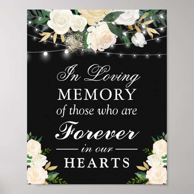 Póster En la memoria amorosa Rótulo Boda floral marfil bl (Frente)