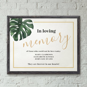 Póster En la memoria amorosa Rótulo de Monstera Leaf Boda