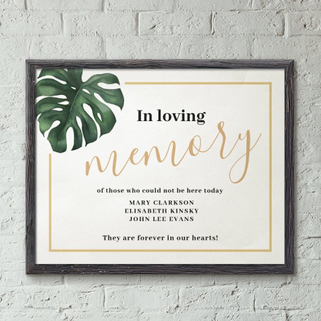 Póster En la memoria amorosa Rótulo de Monstera Leaf Boda (Subido por el creador)