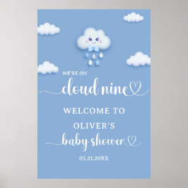 Póster En la Nube Nueve Bienvenida Moderno De Baby Shower