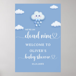Póster En la Nube Nueve Bienvenida Moderno De Baby Shower