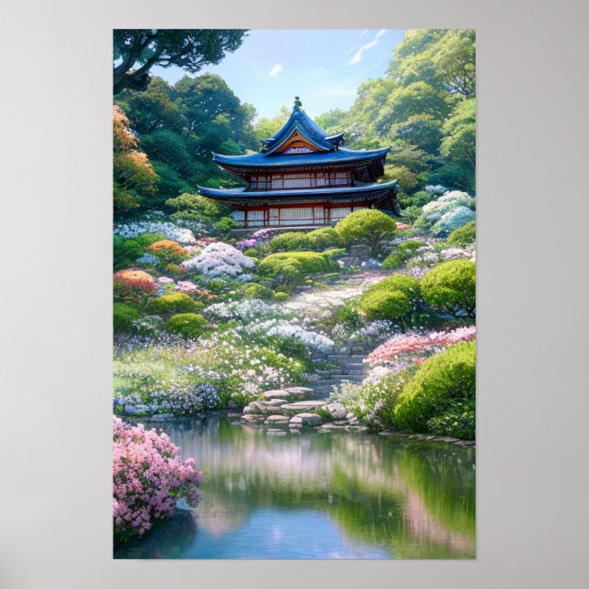 Póster En la parte superior del jardín japonés (Frente)