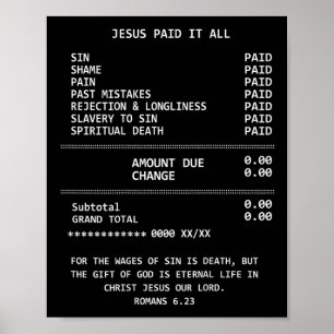 Póster En la parte trasera Jesús lo pagó todo Cristianism
