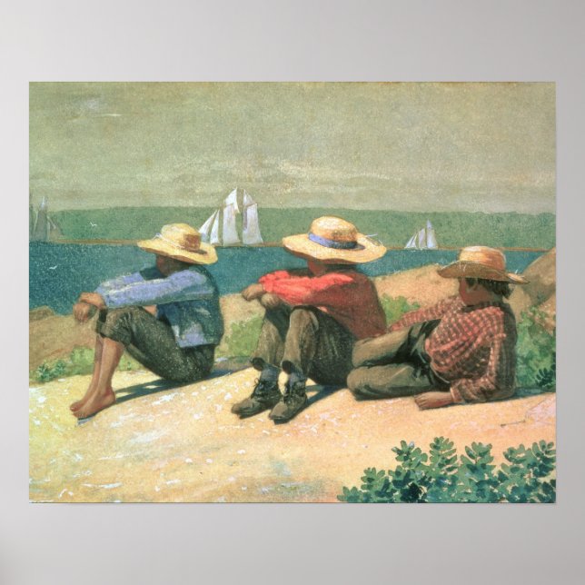 Póster En la playa, 1875 (p/c) (Frente)