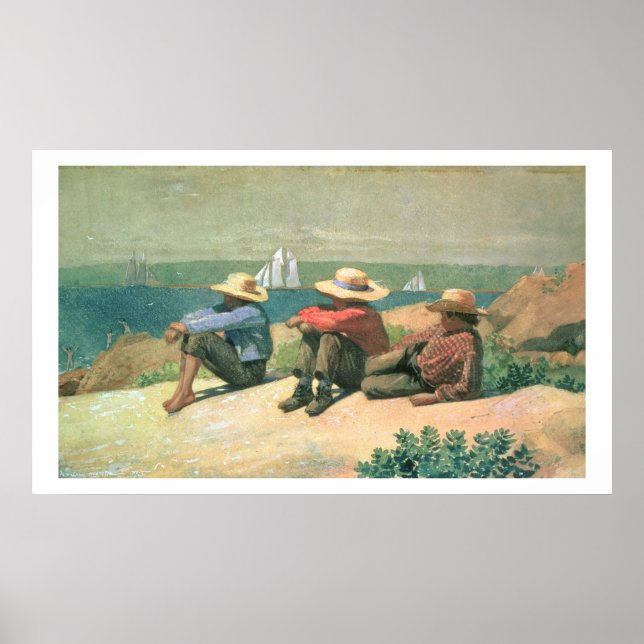 Póster En la playa, 1875 (p/c) (Frente)
