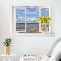 En la playa — Abrir vista de ventana con Daffodils