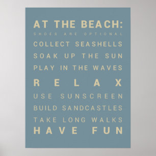 Póster En la playa - Beach House Rules