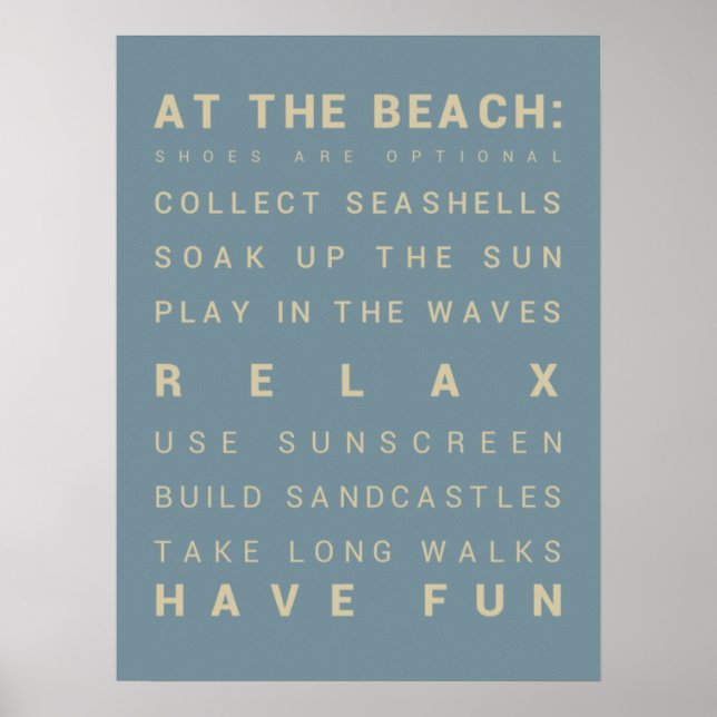 Póster En la playa - Beach House Rules (Frente)