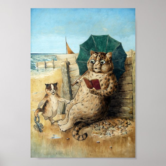 Póster En La Playa, Louis Wain (Frente)