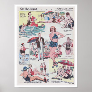 Póster En la playa - Vintage - 1935