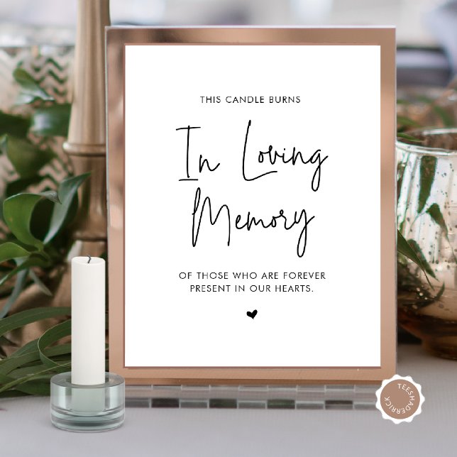 Póster En la vela de la memoria amorosa, mesa conmemorati (Beautiful In Loving Memory Candle Burns, Modern Wedding Memorial Table Sign, Digital Download)