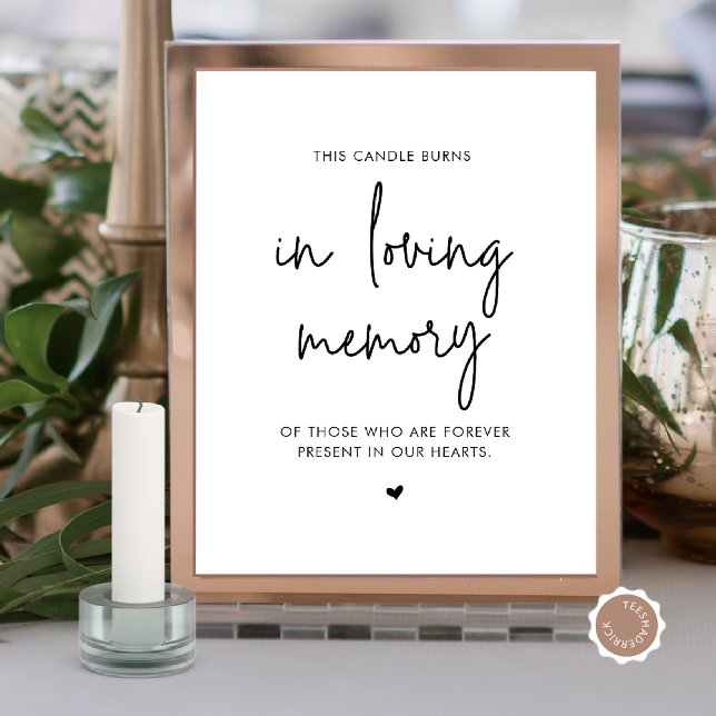 Póster En la vela de la memoria amorosa, mesa conmemorati (In Loving Memory Candle, Wedding Memorial Table Sign, Digital Download, Modern Minimalist design)