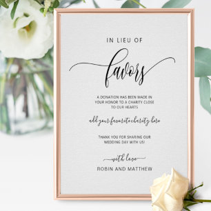 Póster En lugar de favores, la caridad Boda favorece el R