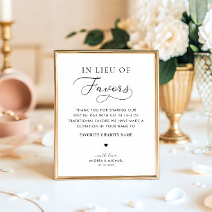 Póster En Lugar de Favores Letrero de Boda de Caridad