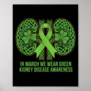 Póster En marzo usa verde conciencia de la enfermedad ren