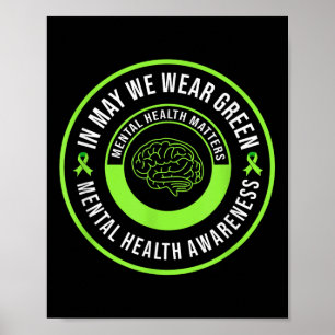 Póster En Mayo Usamos La Salud Mental Motivadora Verde