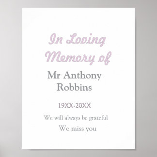 Póster En memoria amorosa de nombre recuerdo funeral recu