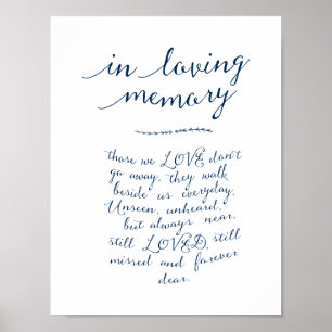 Póster En memoria amorosa, funeral, azul de la Marina