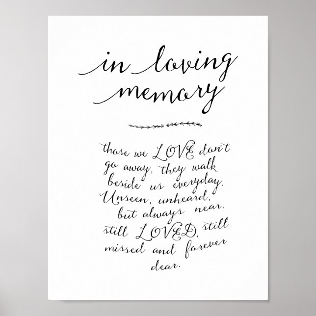 Póster En memoria amorosa, funeral, negro (Frente)