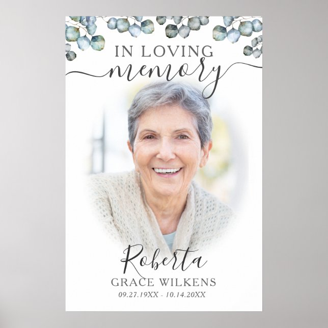 Póster En Memoria Amorosa Guion de Foto Eucalipto Verde (Frente)