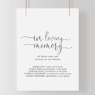 Póster En Memoria Amorosa Letrero de Letra Script Fancy