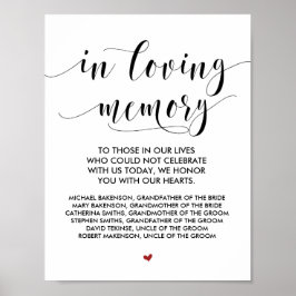 Póster En memoria amorosa Letrero para mesa conmemorativa