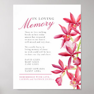 Póster En memoria amorosa orquídea roja acuarela boda 
