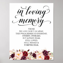 Póster En memoria Cartel de mesa conmemorativa de boda v2