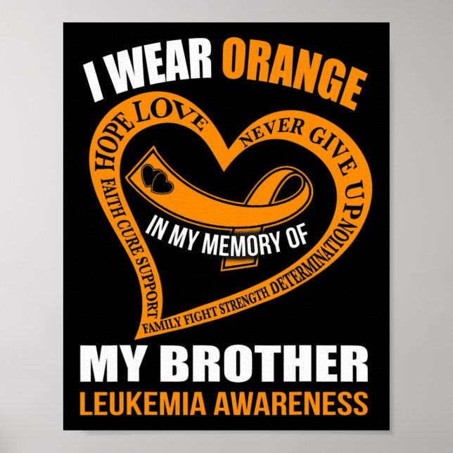 Póster En memoria de mi hermano LEUKEMIA CONCIENCIA (Frente)