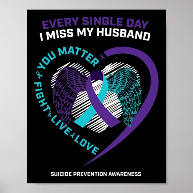 Póster En Memoria De Mi Querido Esposo Prevención Del Sui (Frente)