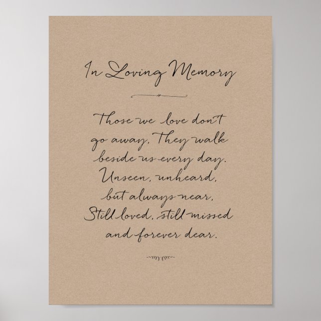 Póster En memoria memorial, funeral, Rústico (Frente)