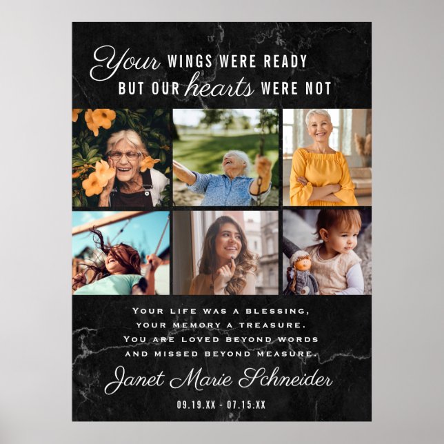 Póster En Memoria Querida | 6 Collage Funeral Fotos (Frente)