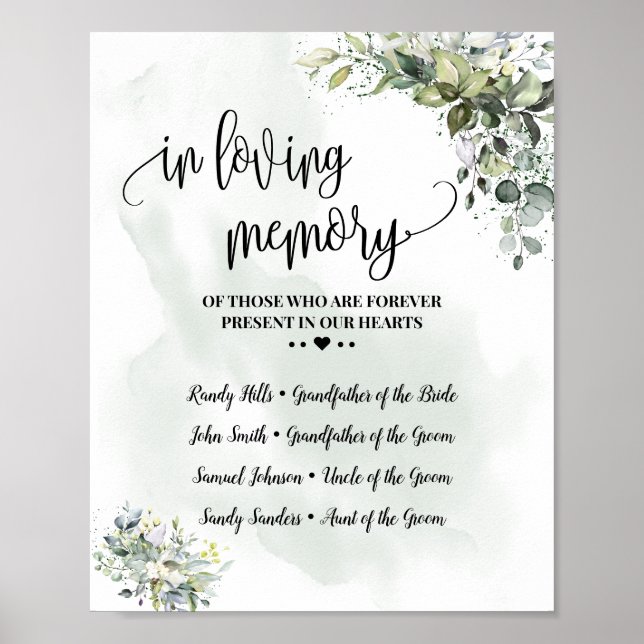 Póster En memoria recuerdo eucalipto suculento (Frente)