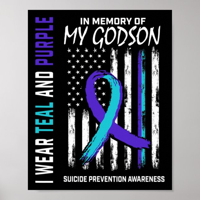 Póster En Memory Godson Suicidio Prevención de Conciencia (Frente)