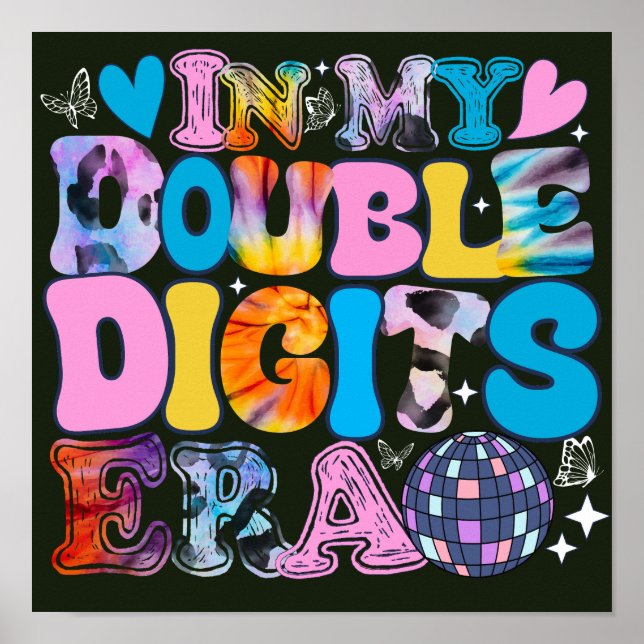 Póster En mi doble dígito era cumpleaños divertidos (Frente)