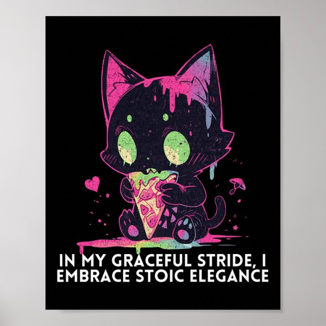 Póster En mi elegante paseo abro un gato estoico elegante (Frente)