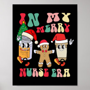 Póster En mi era de enfermería retro Groovy Navidades Nur