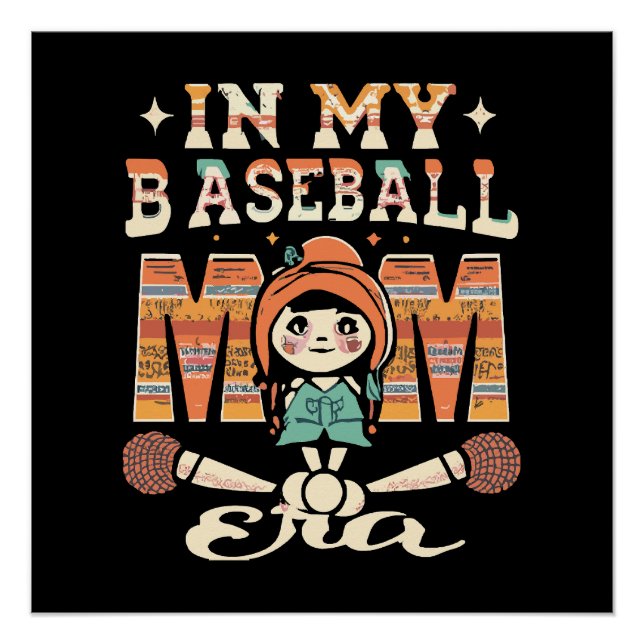 Póster En Mi Era de Mamá de Béisbol (Anverso)