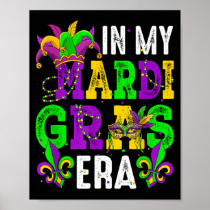 Póster En mi era de mardi gras cuentas coloridas sombrero