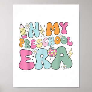 Póster En Mi Era De Preescolar, Cute Groovy Regresó Al Té